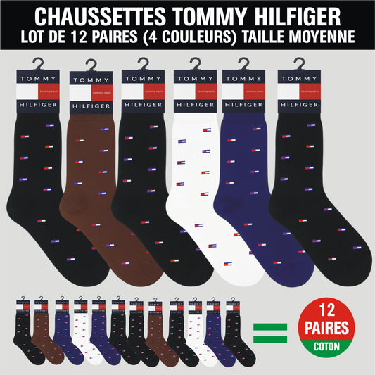 Lot de 12 Paires de Chaussettes Tommy Hilfiger – Taille Moyenne