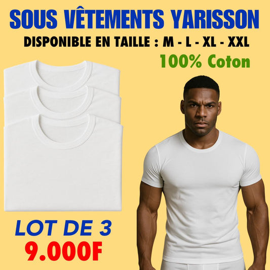 Sous-vêtements Yarisson – Lot de 3 T-shirts en Coton